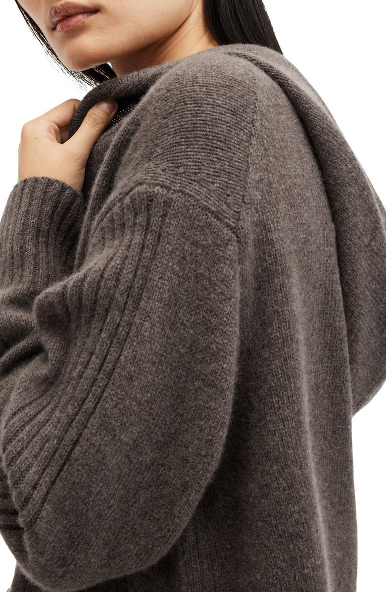 AllSaints Ines Cashmere & Wool Hooded Sweater, Alternate, color, Mocca Brown