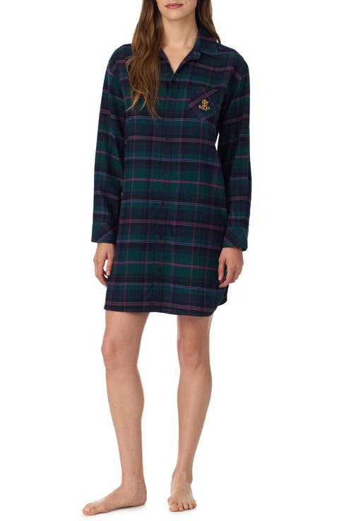 Plaid Long Sleeve His Shirt Sleep Shirt