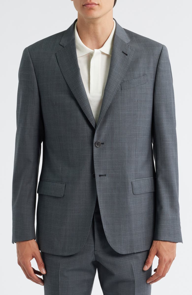 Emporio Armani Grey Microcheck Wool Suit, Alternate, color, Solid Medium Grey