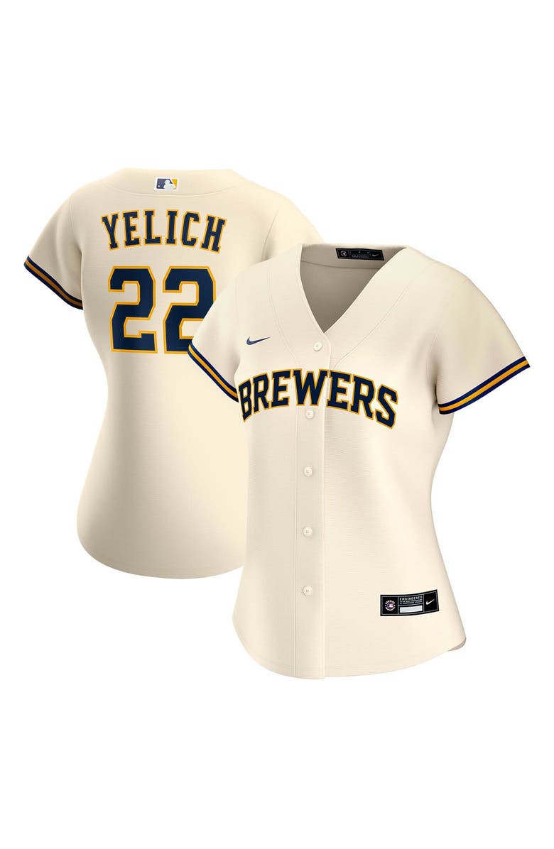 Nike Women's Nike Christian Yelich Cream Milwaukee Brewers Home Replica Player Jersey, Alternate, color, Cream