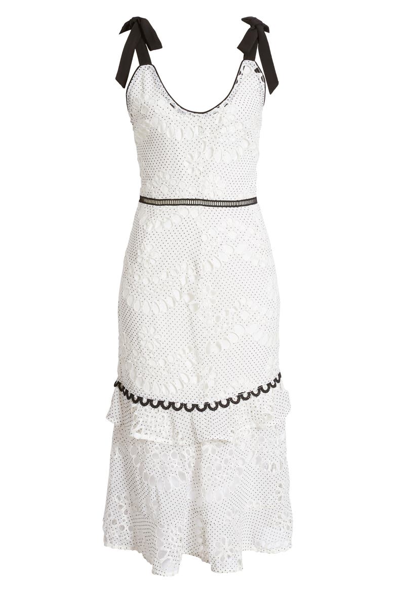 May Embroidered Midi Sundress, Alternate, color, WHITE-BLACK