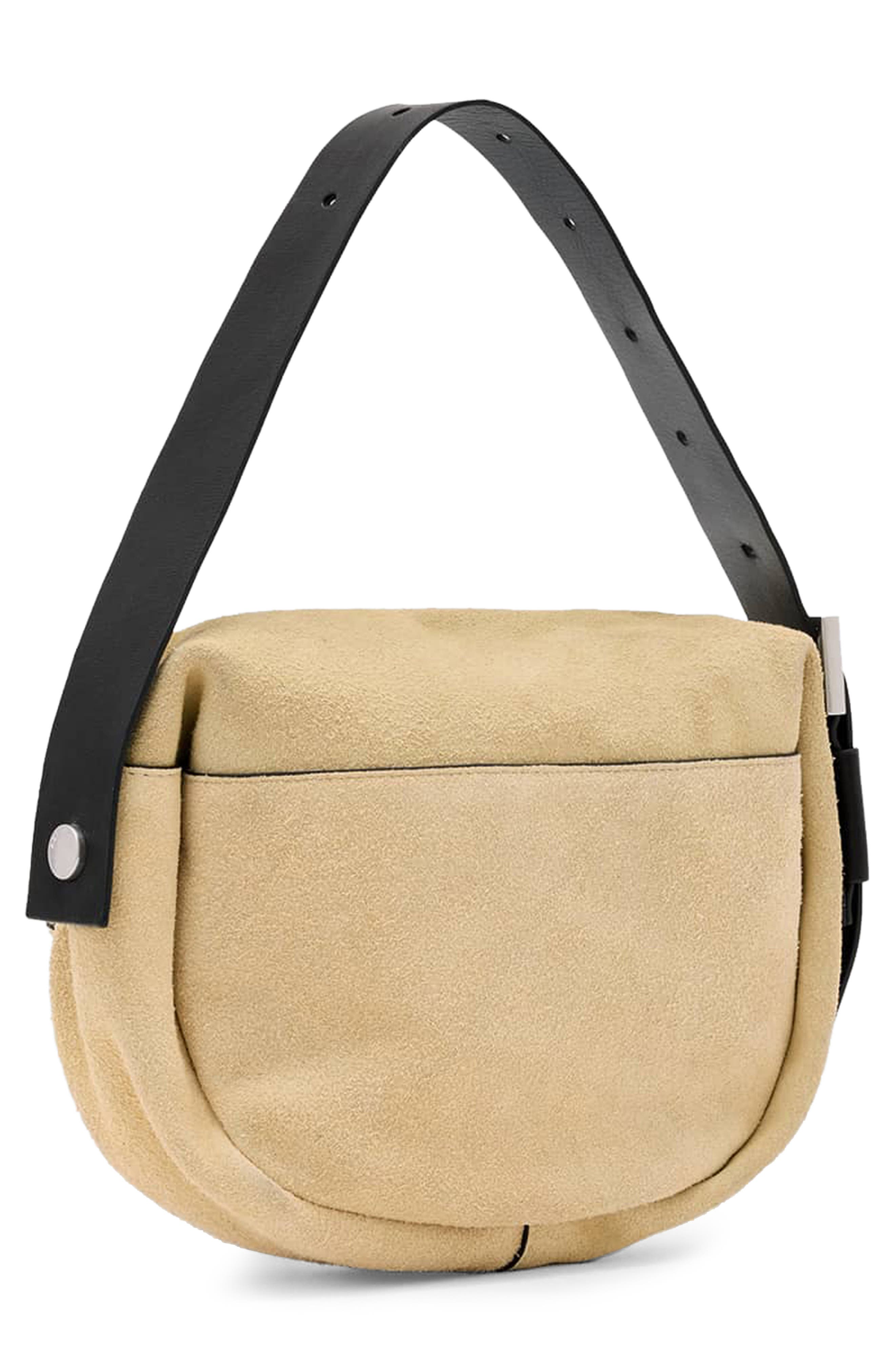 AllSaints Mini Noemie Suede Shoulder Bag, Alternate, color, Sahara White