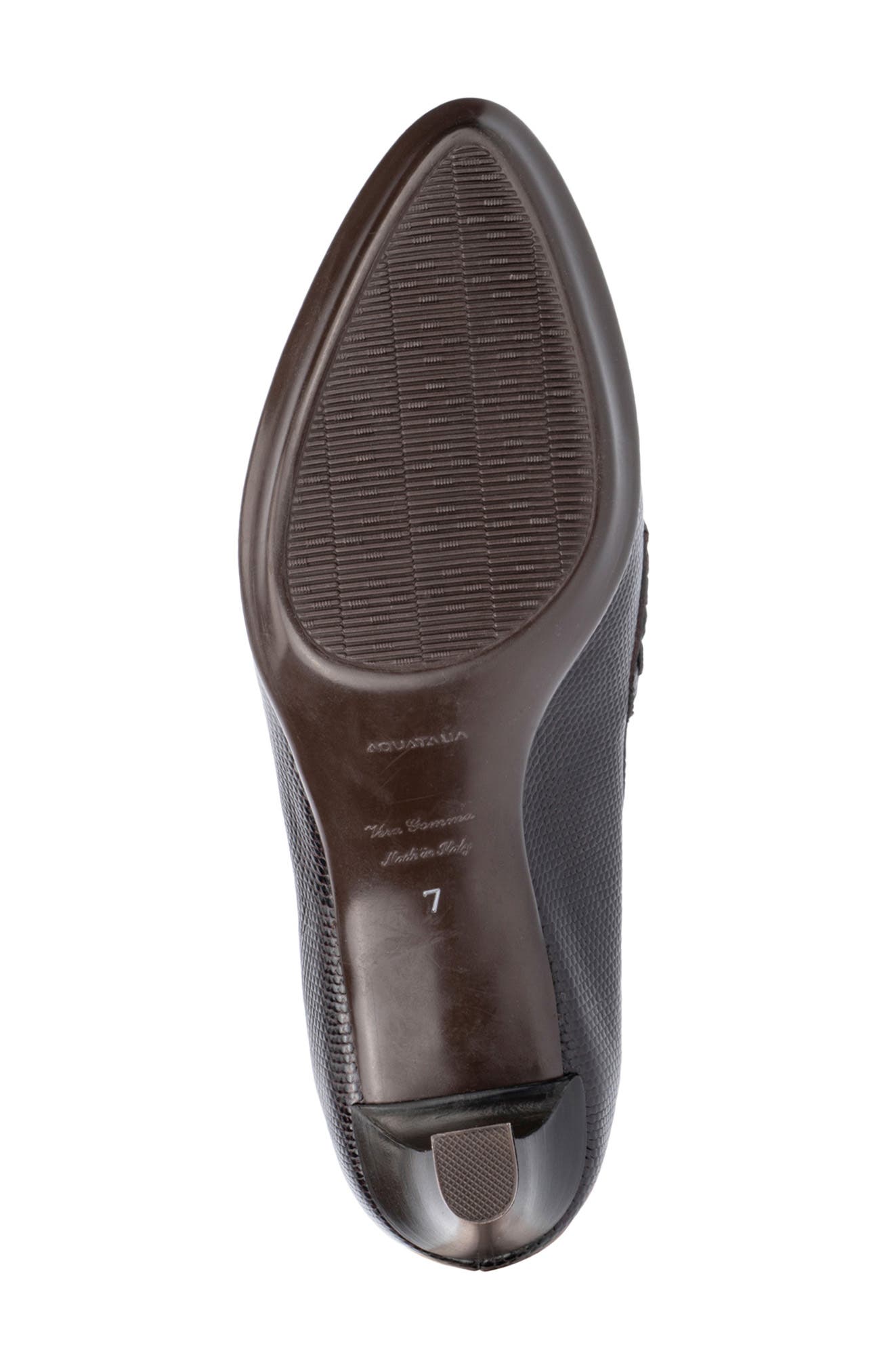 Aquatalia Rella Weatherproof Mini Lizard Embossed Penny Loafer Pump, Alternate, color, Deep Wine