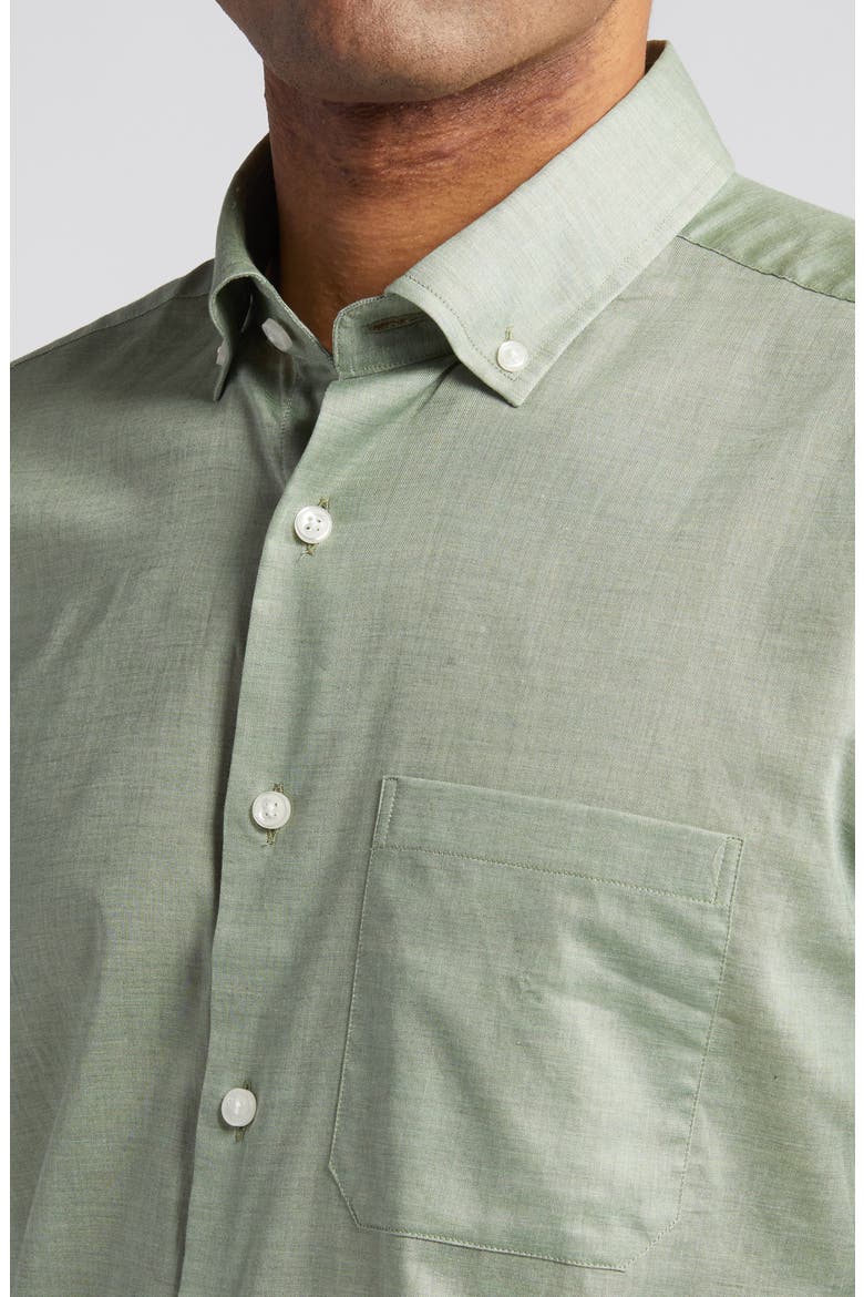 Heathered Chambray Button-Down Shirt, Alternate, color, SAGE