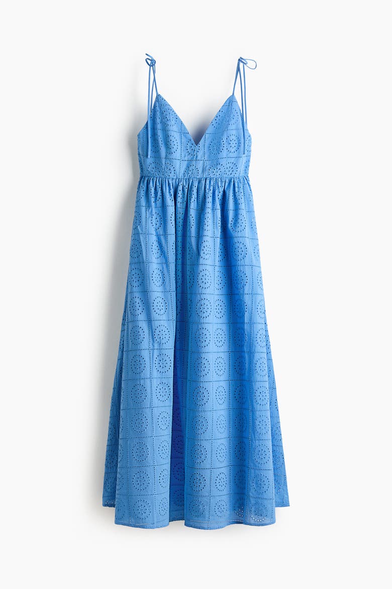 Tie-strap Broderie Anglaise Dress, Alternate, color, Blue