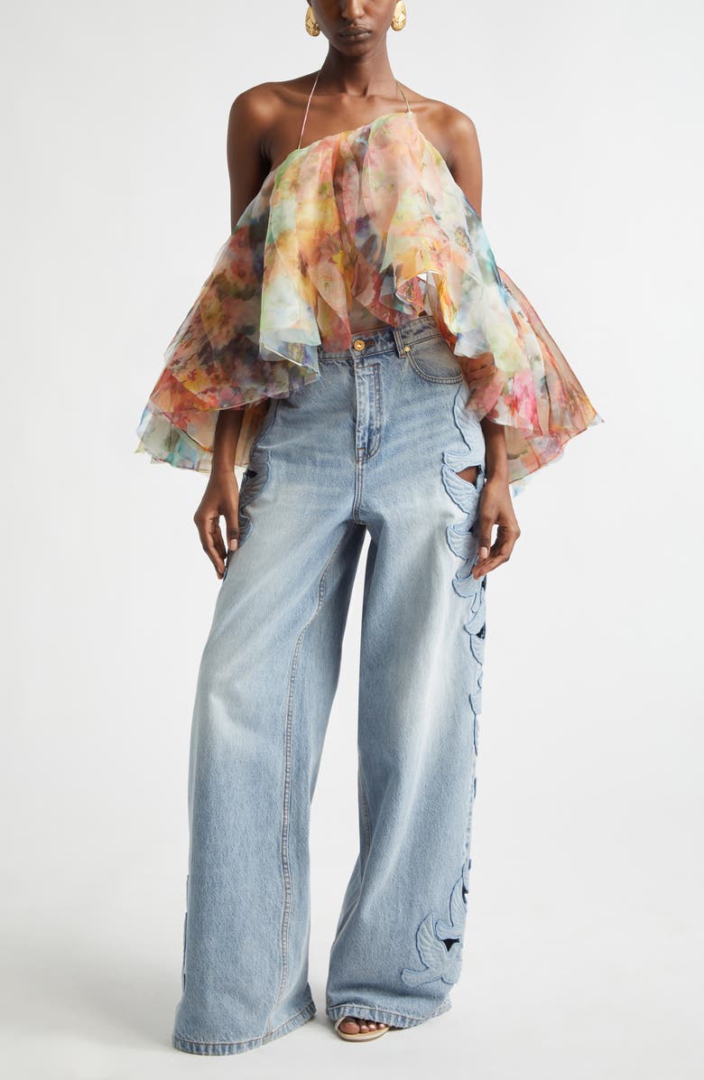 Zimmermann Luna Floral Fanned Halter Top, Alternate, color, 