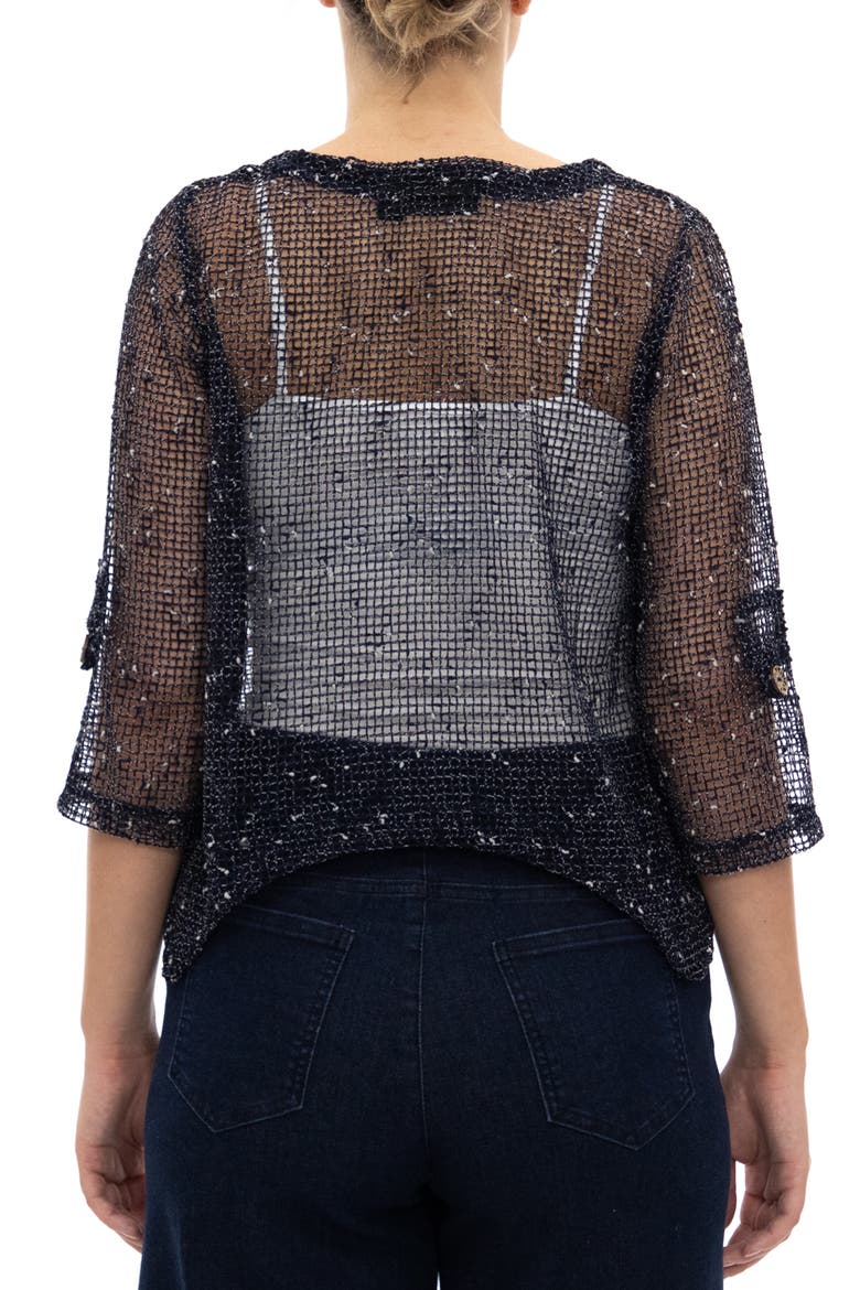 Open Knit Bolero Cardigan, Alternate, color, NAVY