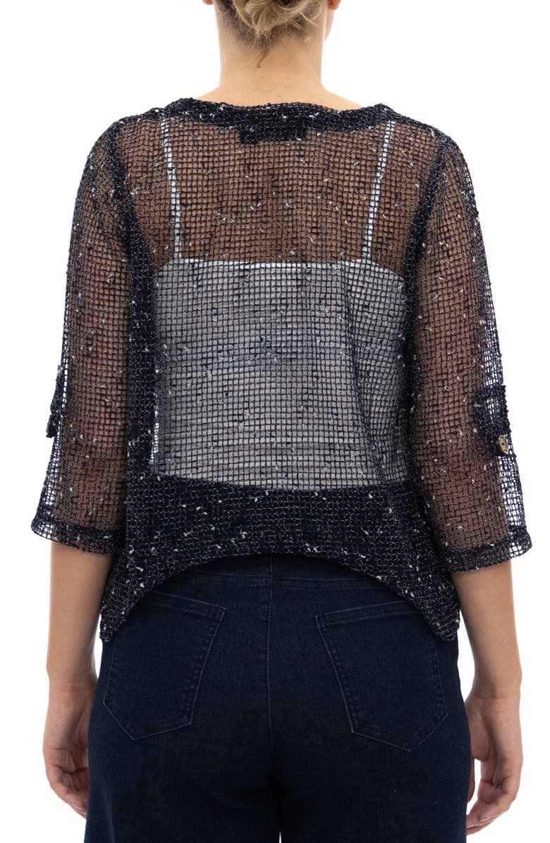Nina Leonard Open Knit Bolero Cardigan, Alternate, color, Navy