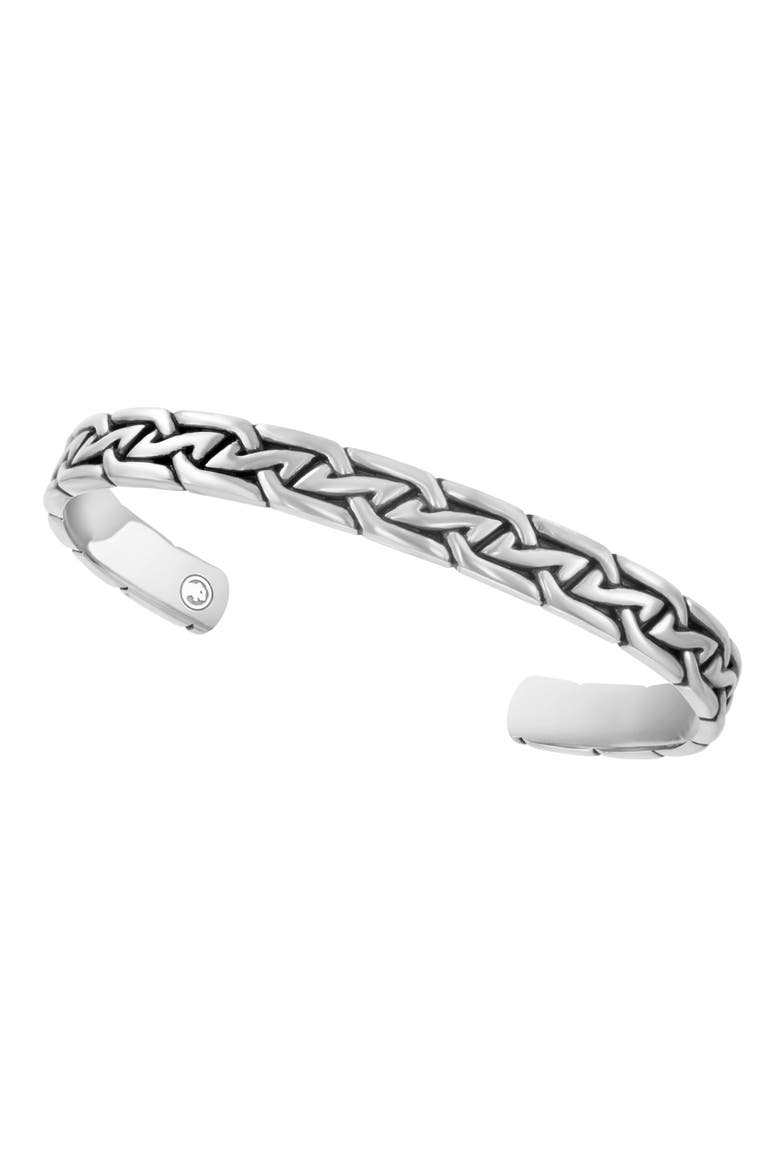 Men's Sterling Silver Woven Cuff Bracelet, Main, color, SILVER