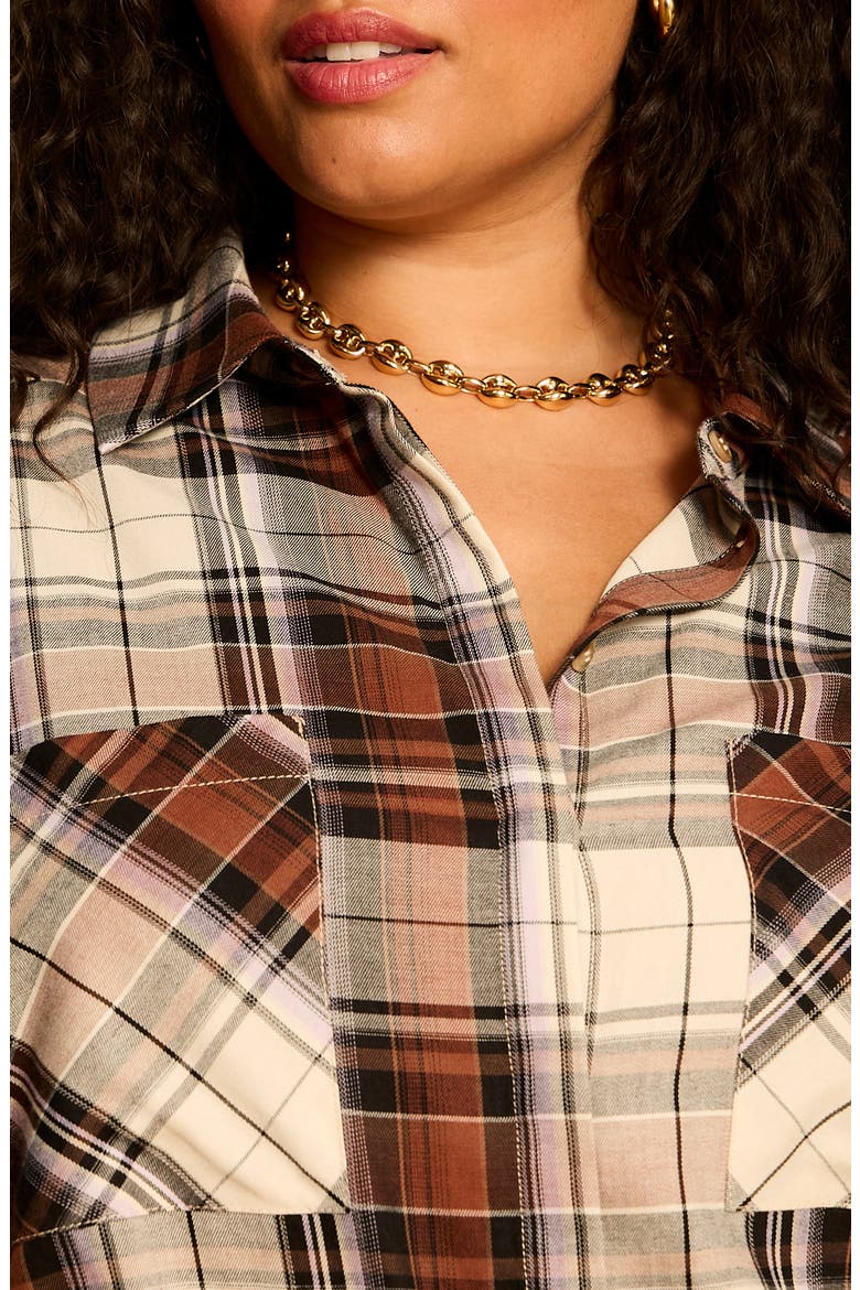 City Plaid Shirt, Alternate, color, HAZE PLAID BROWN