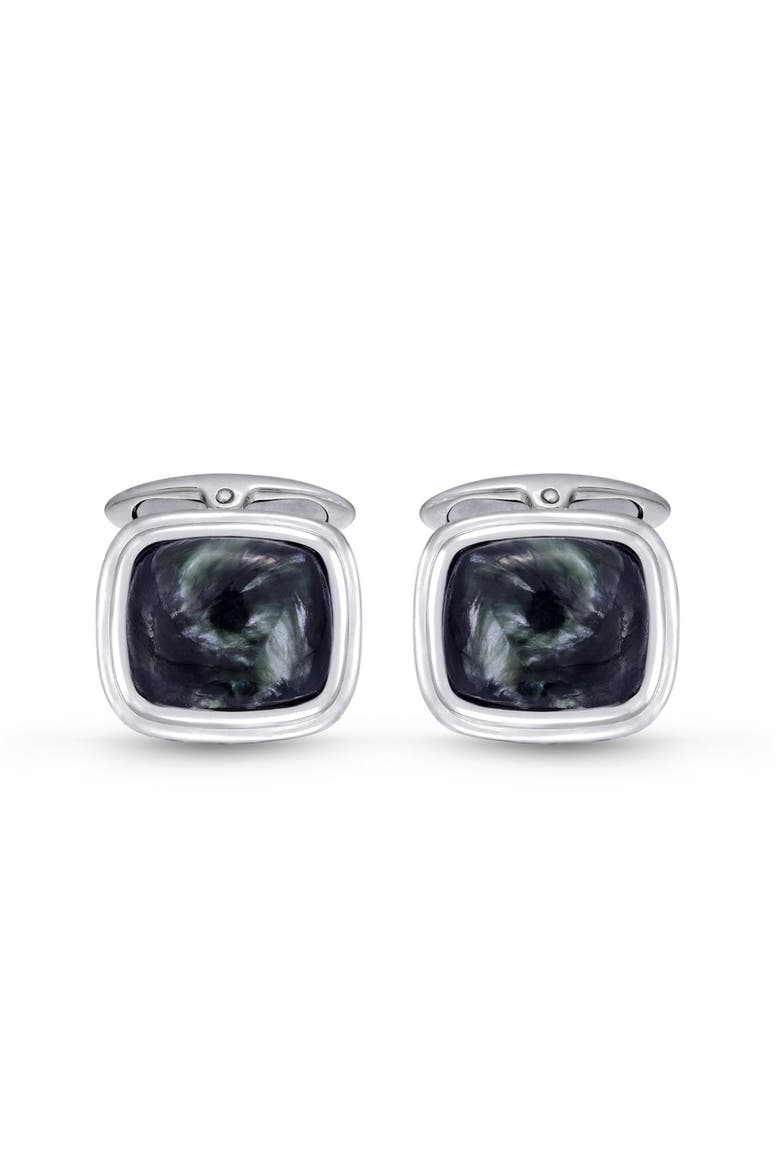 Seraphinite Sterling Silver Men Cufflinks, Main, color, Silver
