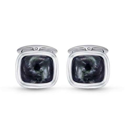 Seraphinite Sterling Silver Men Cufflinks