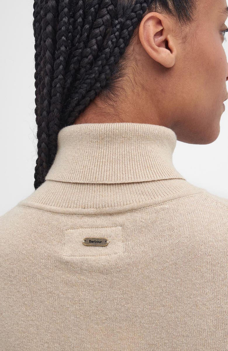 Barbour Elbow Patch Long Sleeve Wool & Cotton Turtleneck Midi Sweaterdress, Alternate, color, 