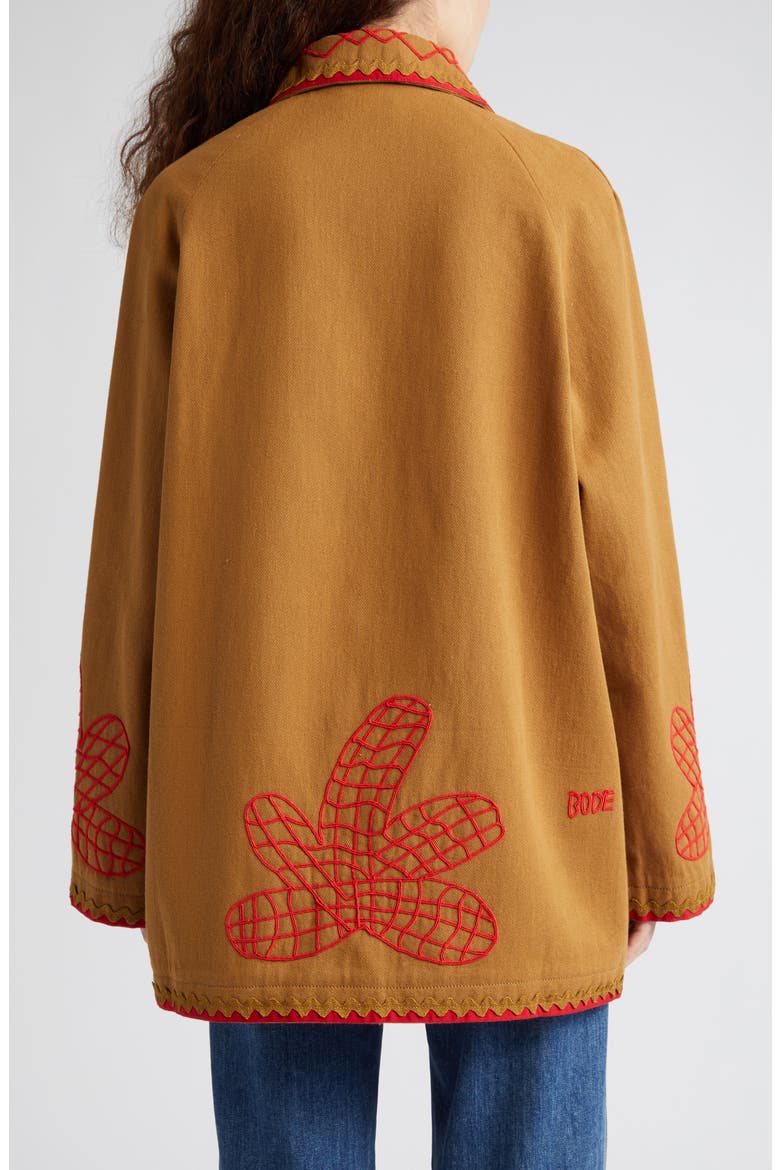 Maple Embroidered Field Coat, Alternate, color, BROWN RED