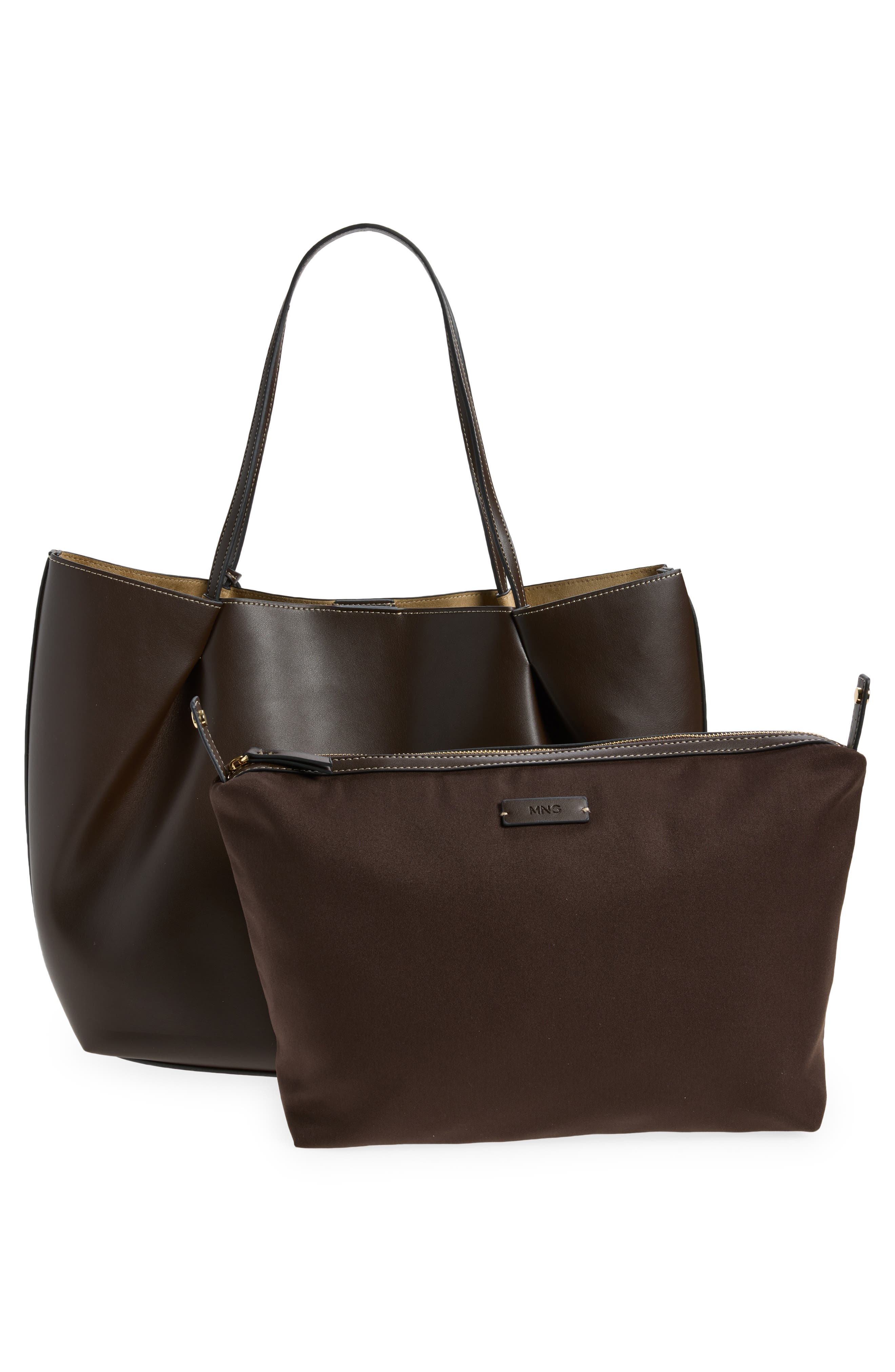 MANGO Isabel Faux Leather Tote, Alternate, color, 