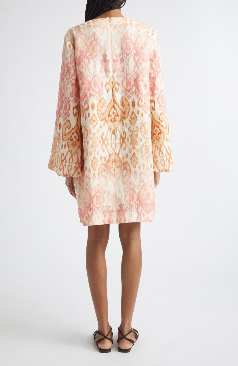 Zimmermann Aster Print Long Sleeve Linen Shift Dress, Alternate, color, Pink Ikat