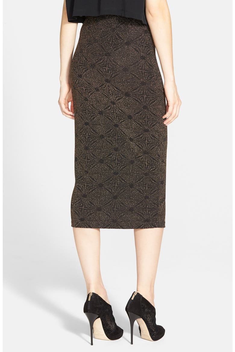 Glitter Midi Skirt, Alternate, color, GOLD GLITTER