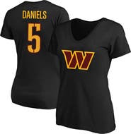 FANATICS Women's Jayden Daniels Black Washington Commanders Plus Size Fair Catch Name & Number Scoop Neck T-Shirt