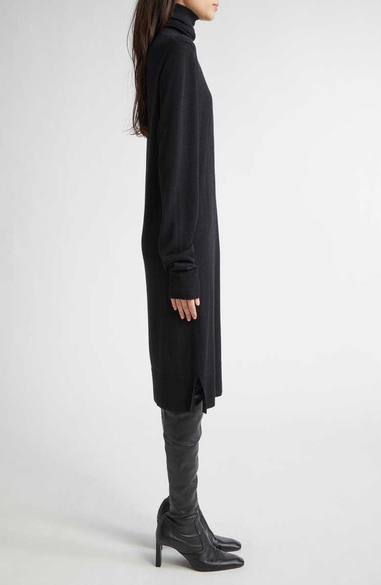TOTEME Longline Turtleneck Organic Cotton & Cashmere Sweater, Alternate, color, Black