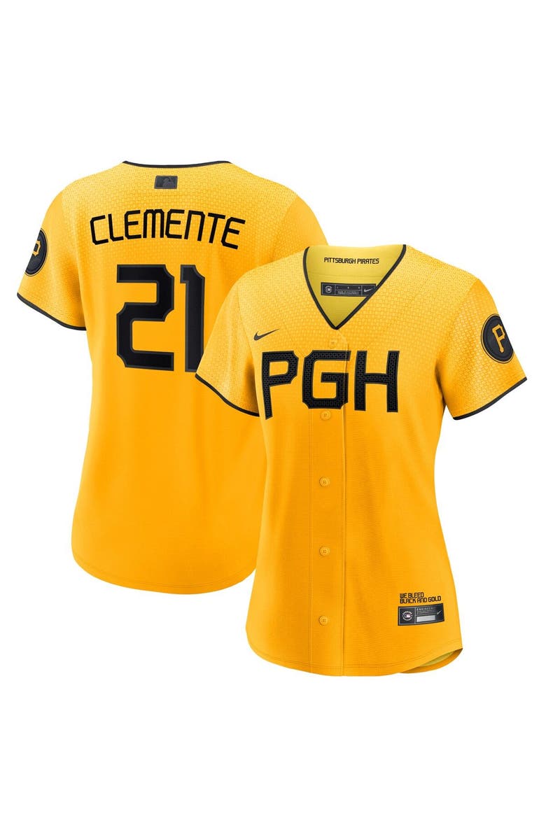 Nike Women's Nike Roberto Clemente Gold Pittsburgh Pirates City Connect Replica Player Jersey, Main, color, Gold