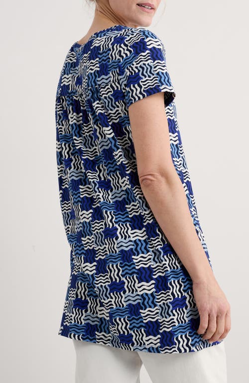 Seasalt Cornwall Bowithick Cotton Jersey Tunic In Weaving Waves Yacht
