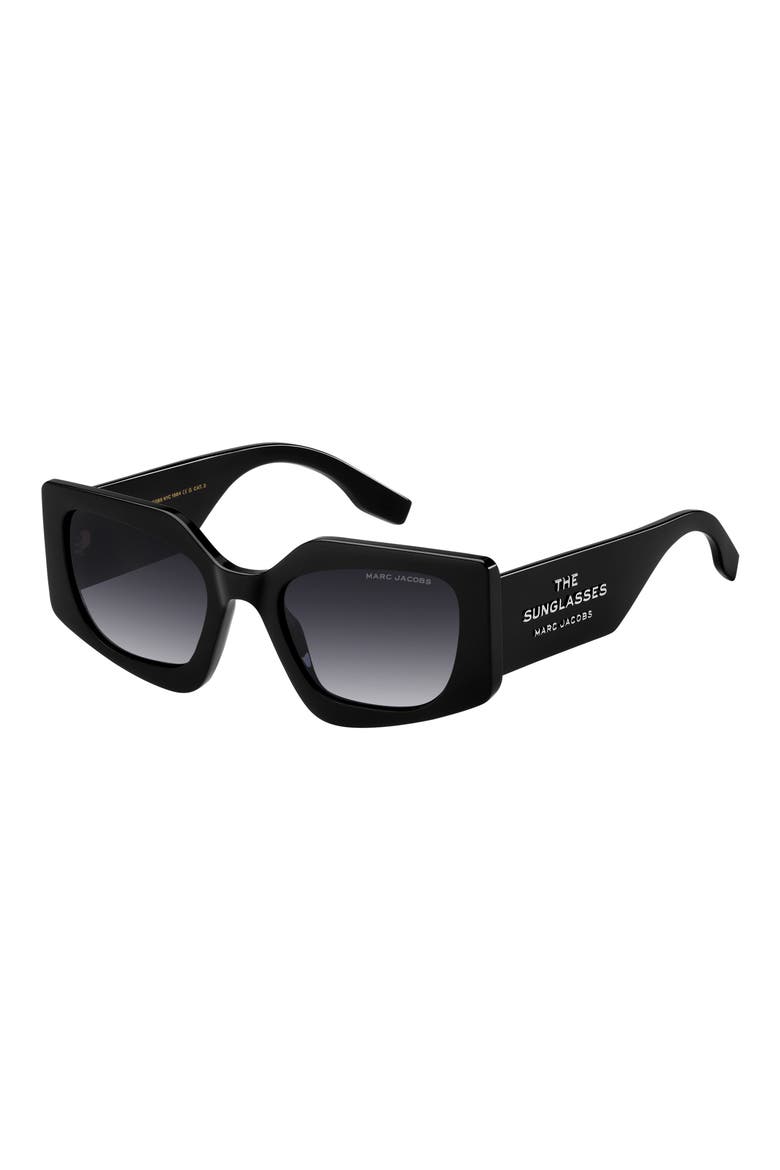 53mm Gradient Rectangular Sunglasses, Alternate, color, BLACK/ DARK GREY SF