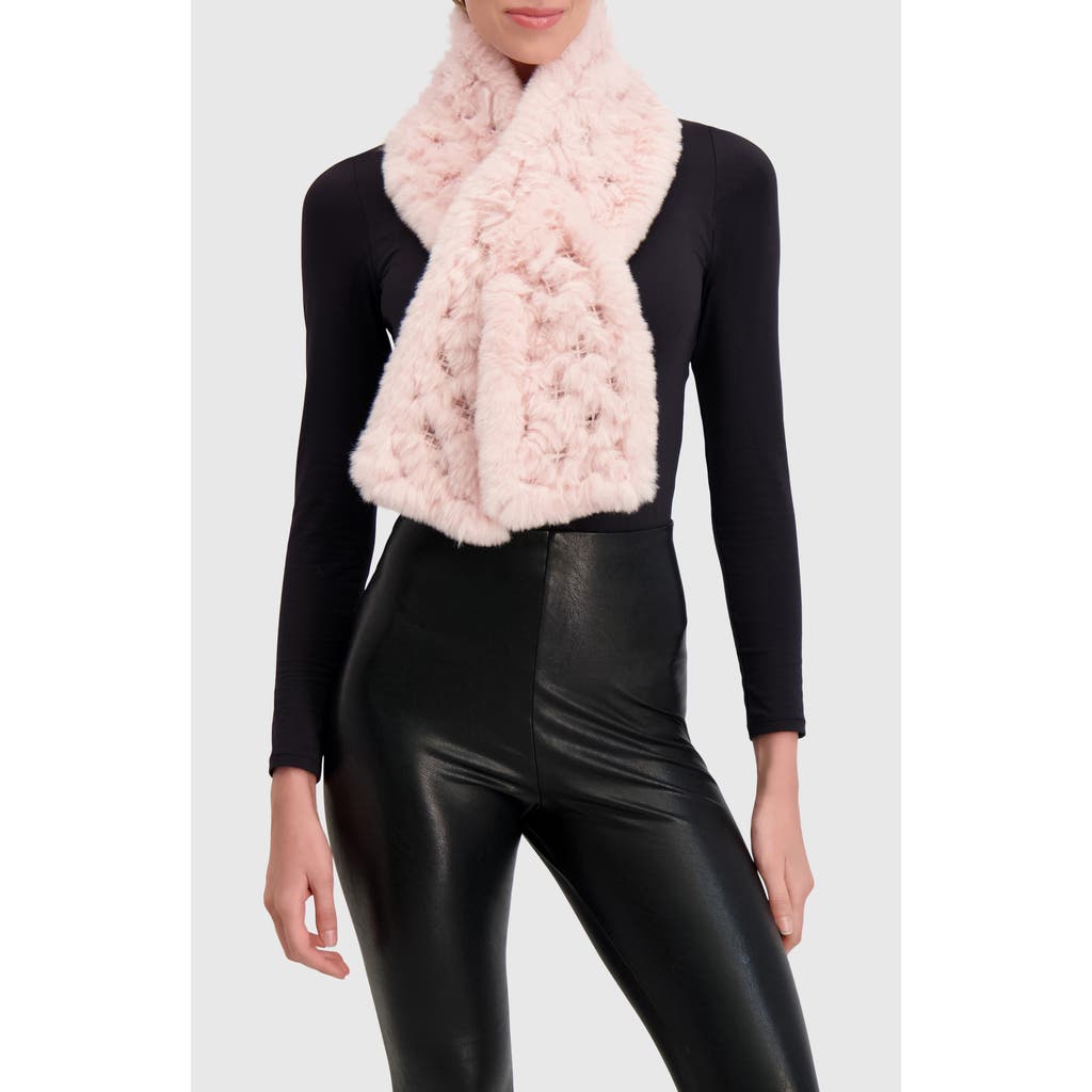 Lyla Grant Fur-free Rex Rabbit (faux Fur) Knit Pull-through Scarf In Pink