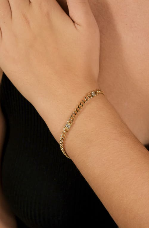 Sterling Forever 14k Plated Cz Amalia Mixed Link Bracelet In Gold