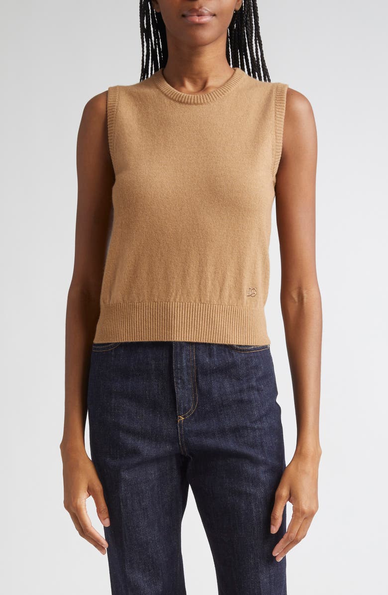 Dolce&Gabbana Cashmere Sweater Vest, Main, color, M2186 Marrone Chiaro