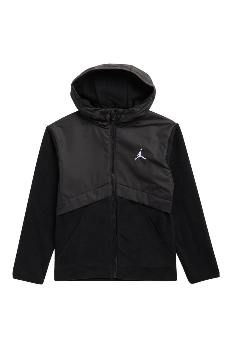 Kids' Mixed Media Fleece Jacket, Main, color, BLACK