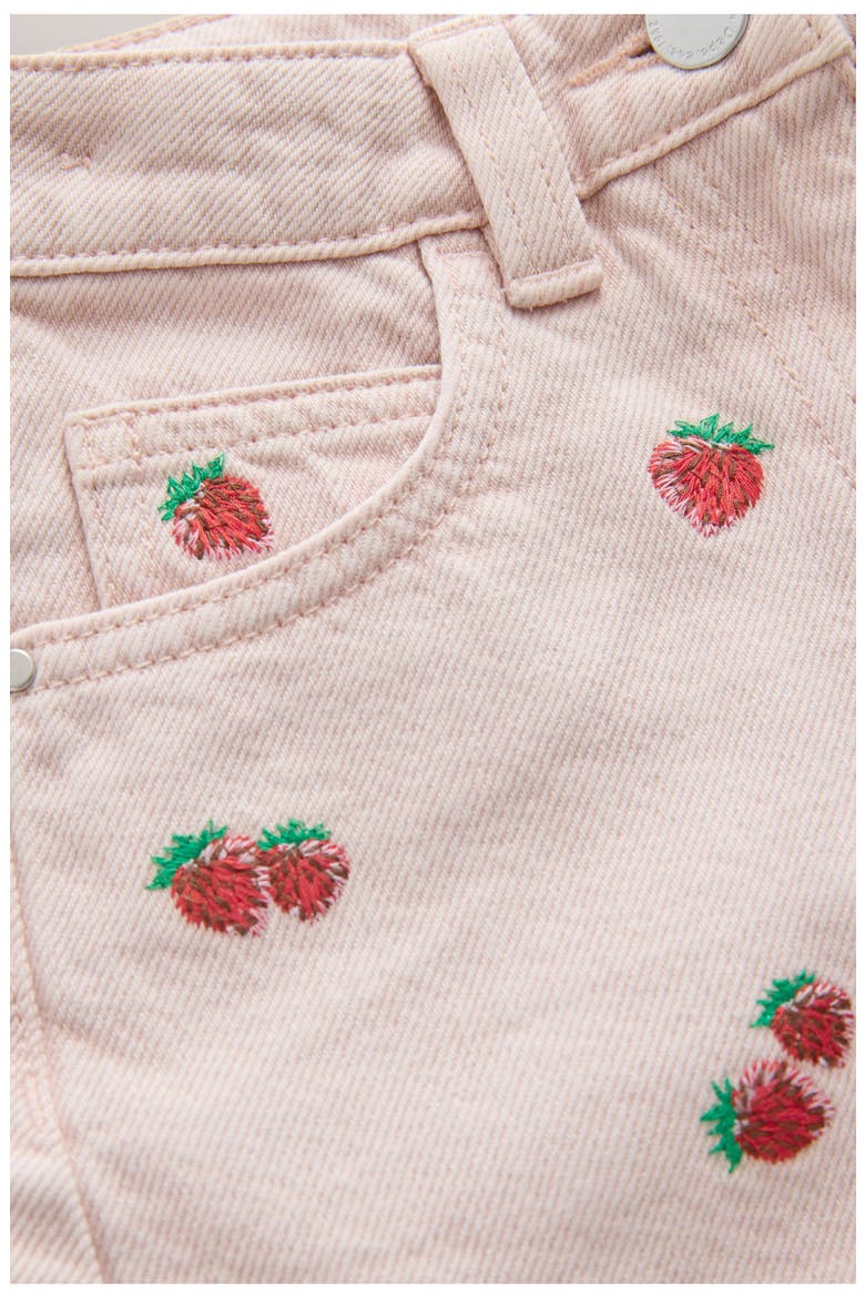 Kids' Embroidered Fruit Denim Shorts, Alternate, color, PINK