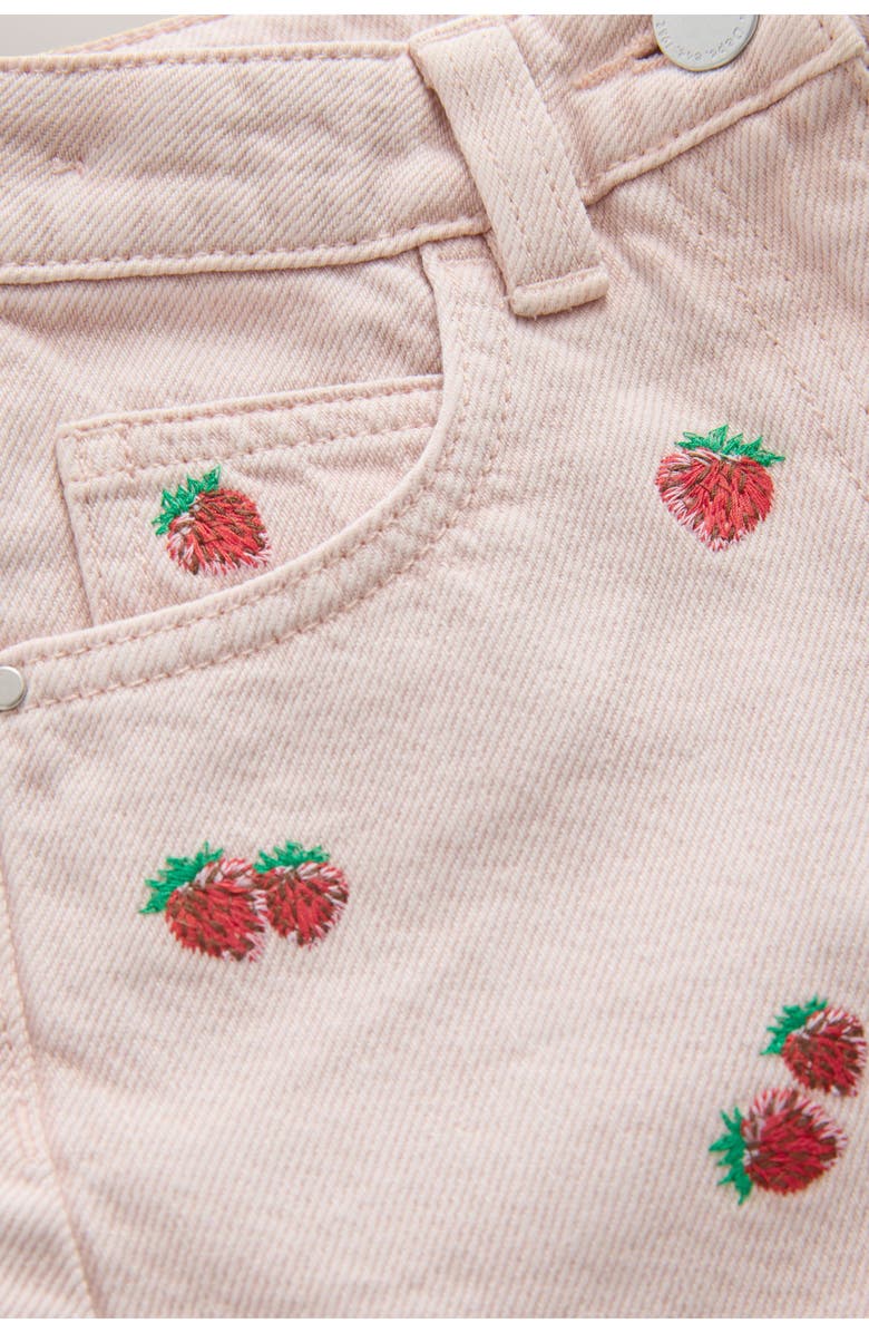 NEXT Kids' Embroidered Fruit Denim Shorts, Alternate, color, Pink