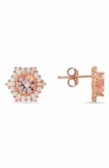 Queen Jewels Sterling Silver CZ Hexagon Stud Earrings