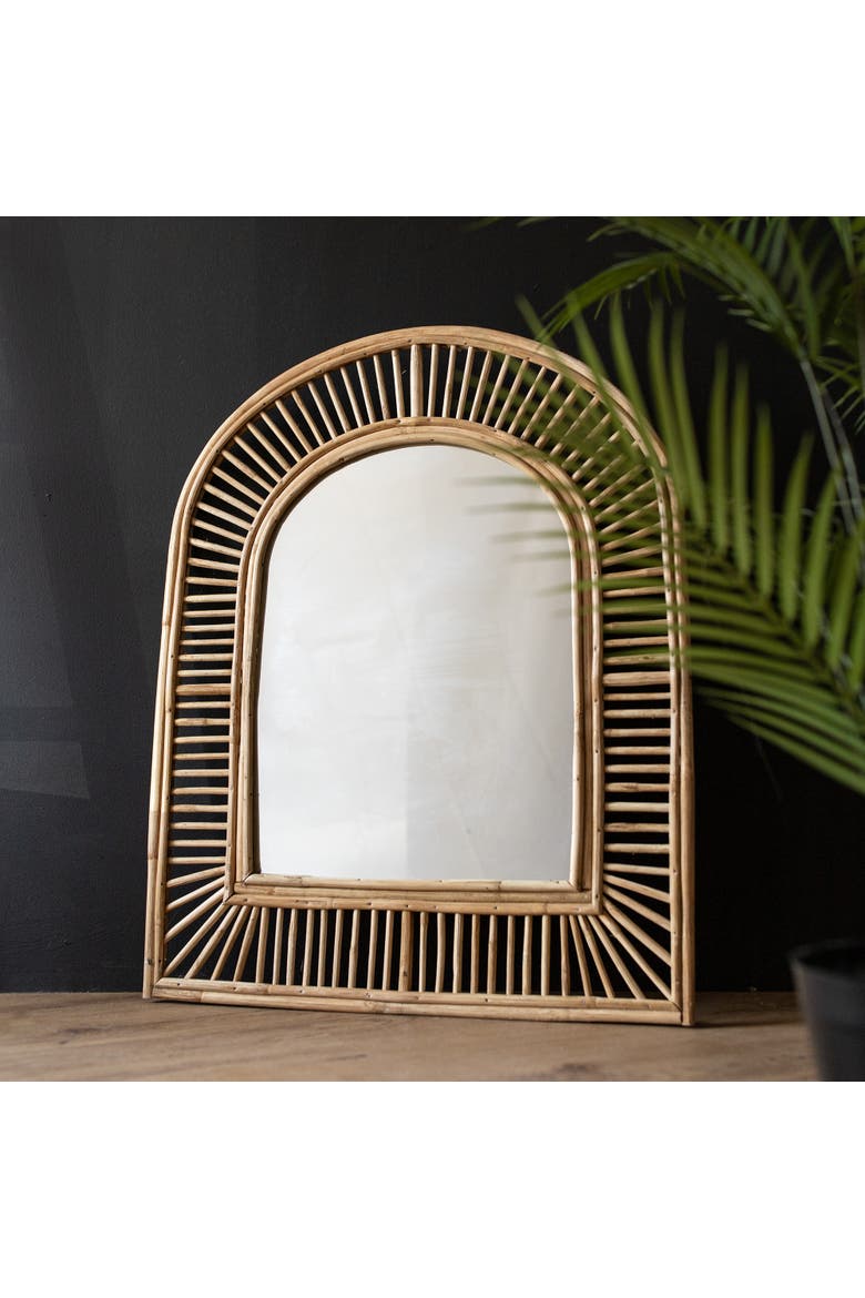 Arched Cane Wall Mirror Natural Cane & Glass, Alternate, color, Brown