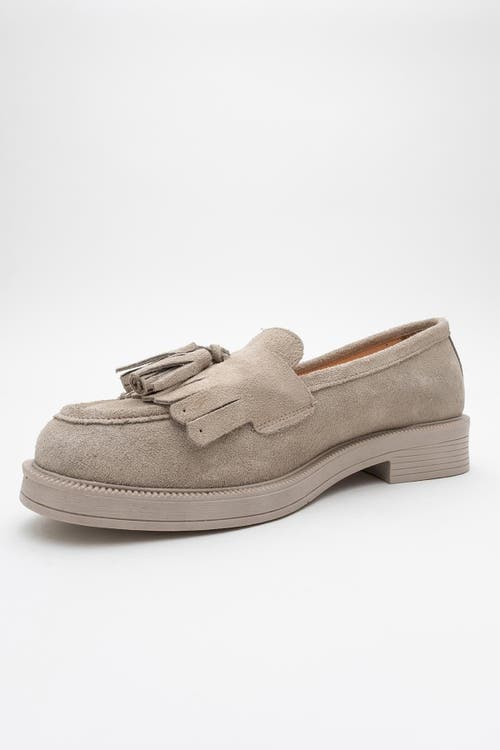 Forever & Always Shoes Milly Leather Tassel Loafer In Beige Suede Leather
