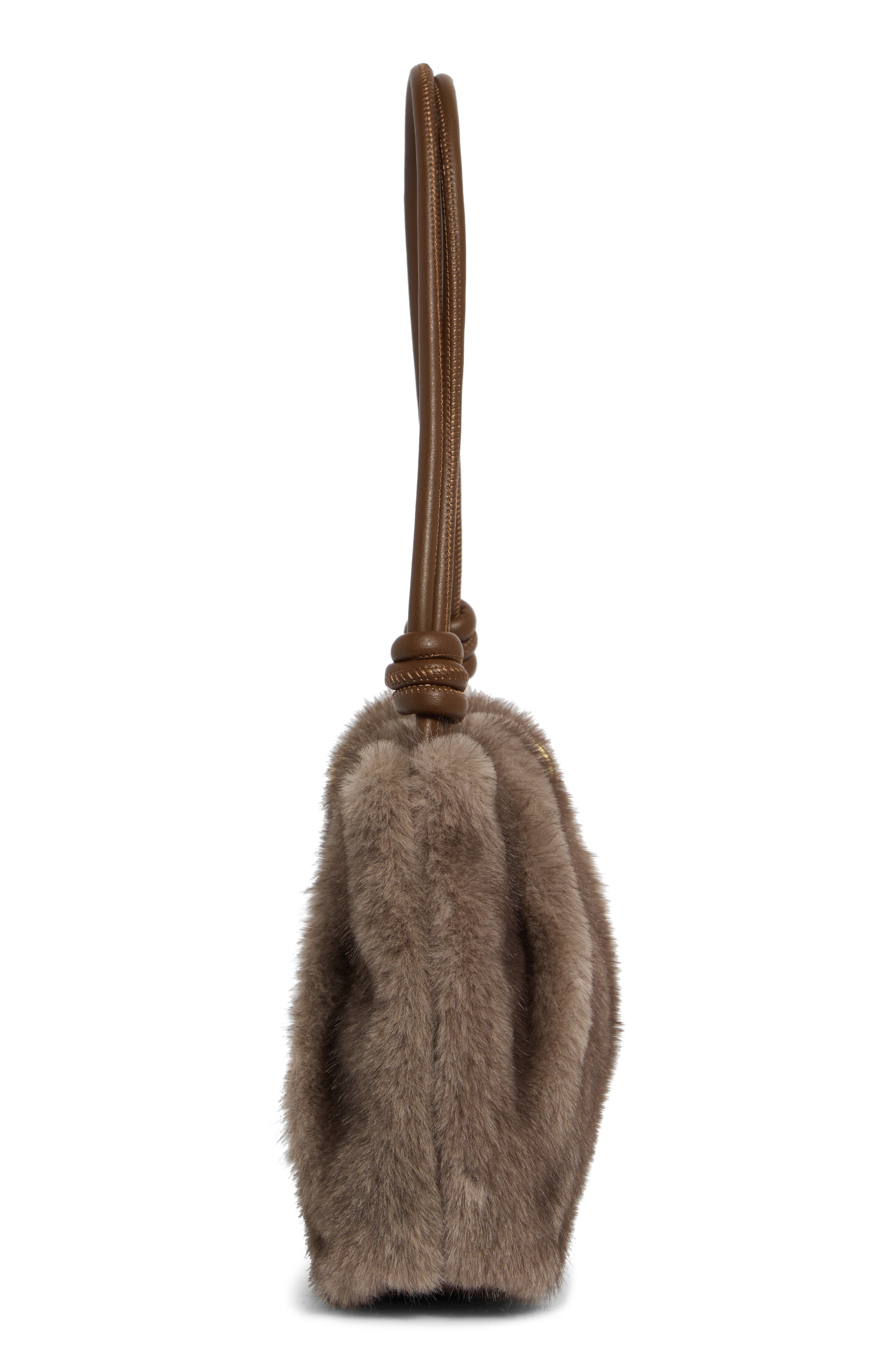 Ravel Faux Fur Shoulder Bag, Alternate, color, GREY