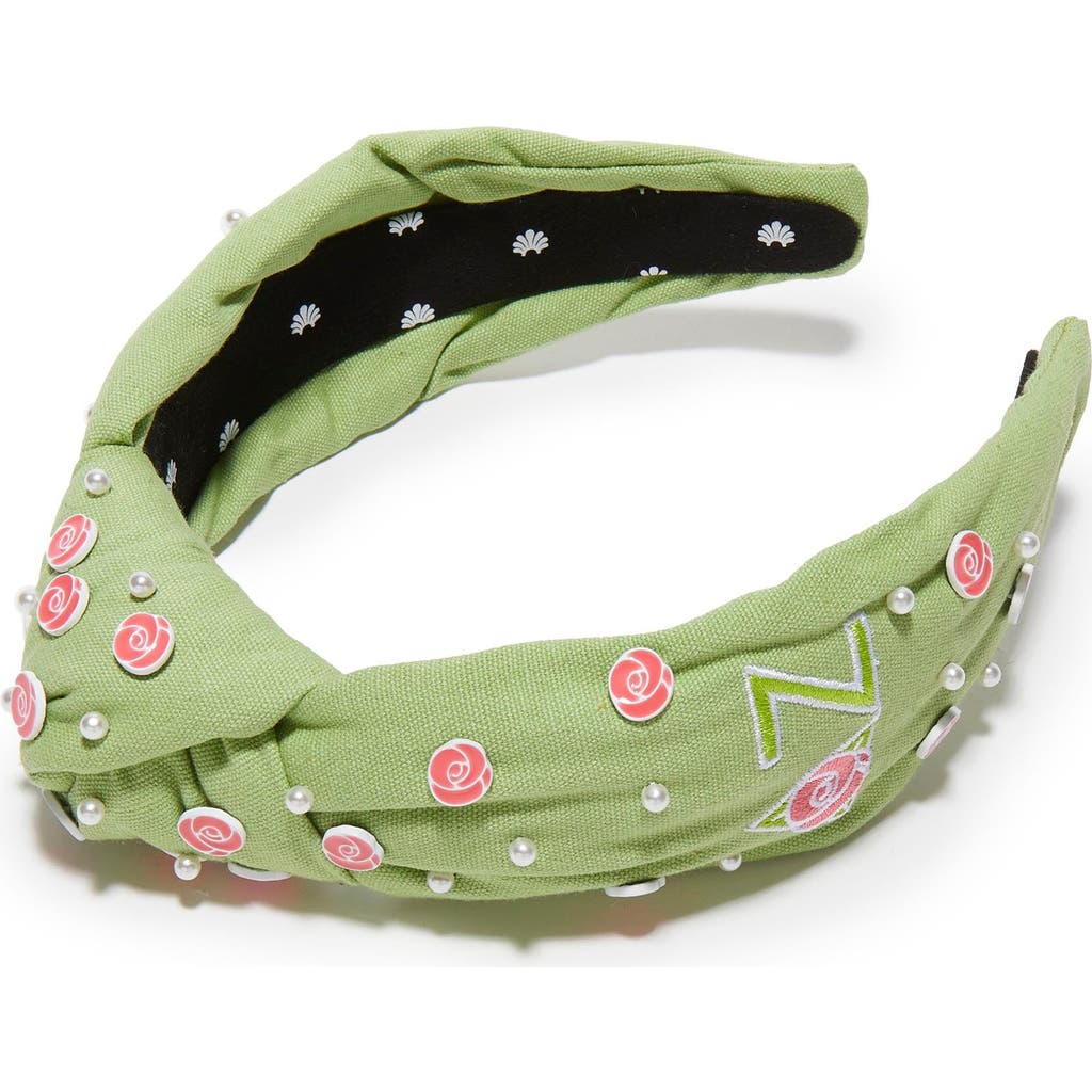 Lele Sadoughi Delta Zeta Knotted Headband In Green