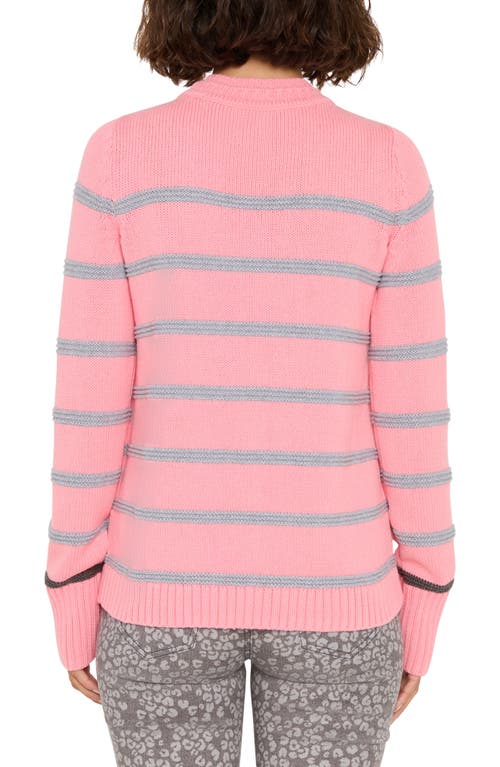Nic + Zoe Nic+zoe Go To Stripe Cotton Sweater In Pink