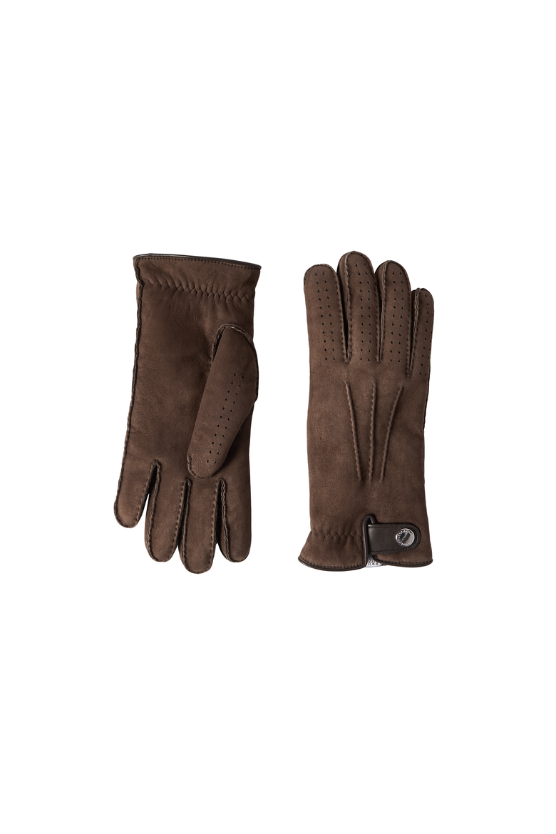 Suede shearling gloves, Alternate, color, Rust Brown