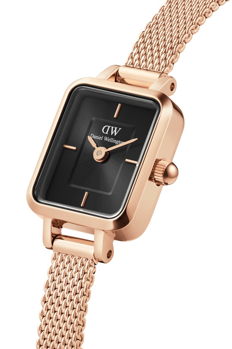 Mini Quadro Melrose Micro Collection Mesh Strap Watch, 15mm x 18mm, Alternate, color, ROSE GOLD