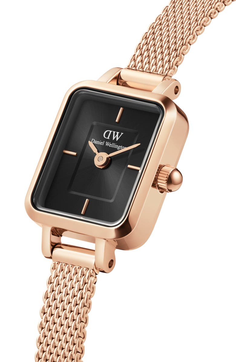 Daniel Wellington Mini Quadro Melrose Micro Collection Mesh Strap Watch, 15mm x 18mm, Alternate, color, Rose Gold