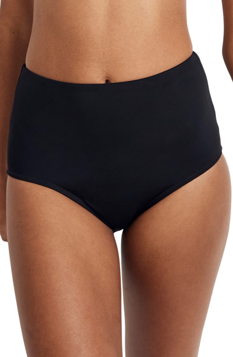 Madewell Second Wave Retro High Waist Bikini Bottom, Main, color, 