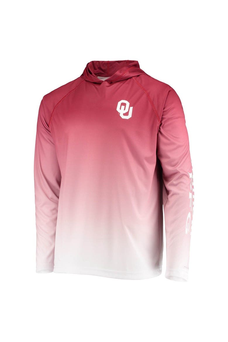 Men's Columbia PFG Crimson Oklahoma Sooners Terminal Tackle Omni-Shade UPF 50 Long Sleeve Hooded Top, Alternate, color, Crimson