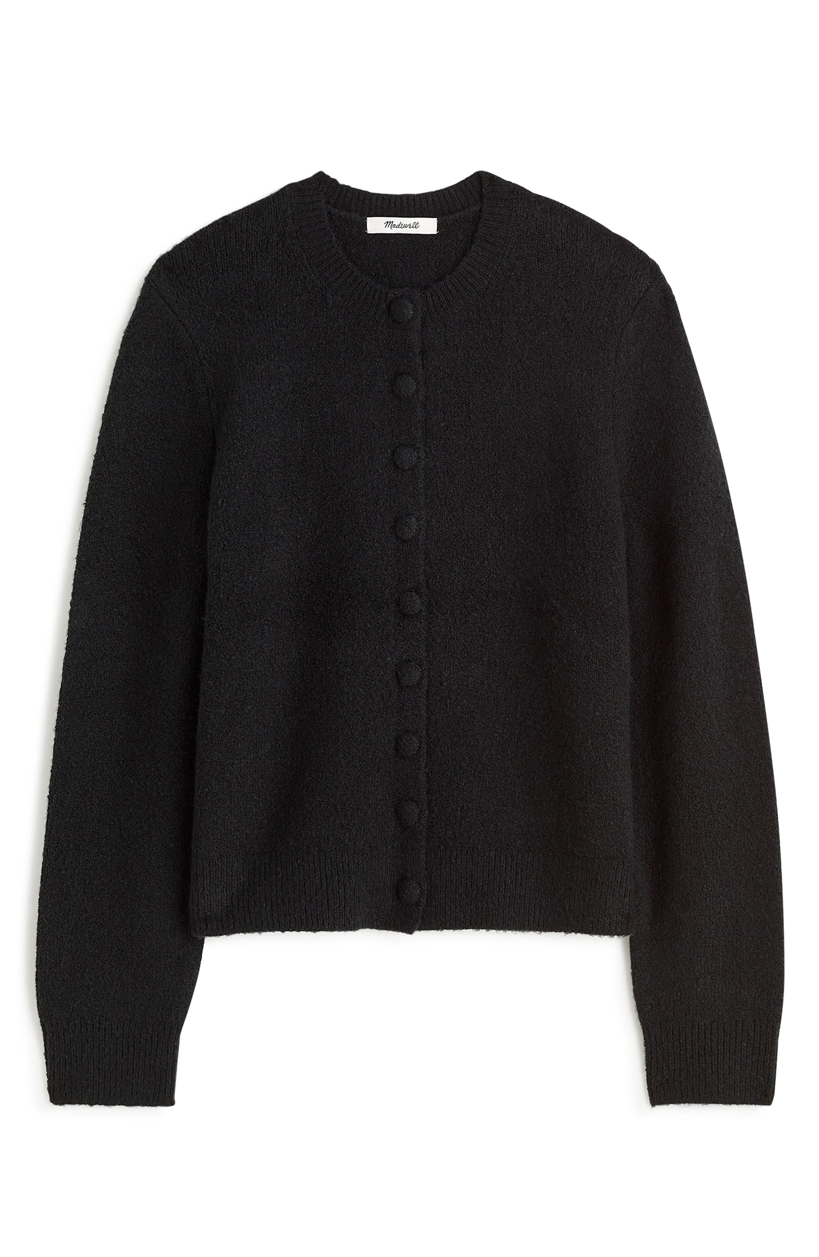 Madewell Shrunken Cotton Blend Cardigan in True Black 