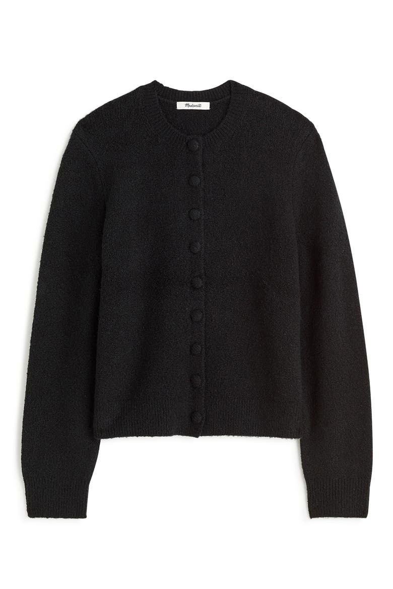 Shrunken Cotton Blend Cardigan, Alternate, color, TRUE BLACK