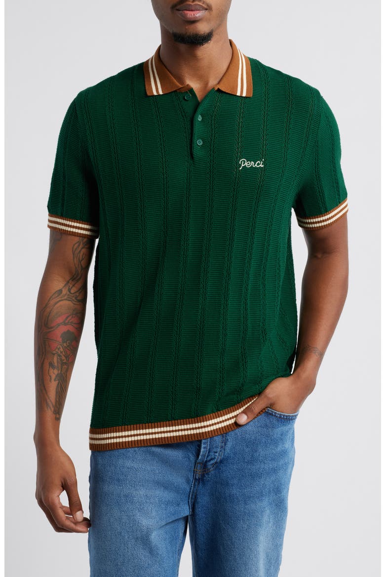 Tipped Cotton Polo, Main, color, FOREST