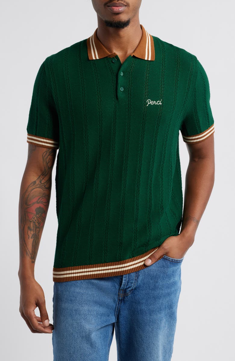 Percival Tipped Cotton Polo, Main, color, Forest