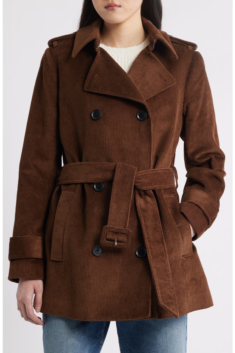 Belted Corduroy Trench Coat, Main, color, MOCHA