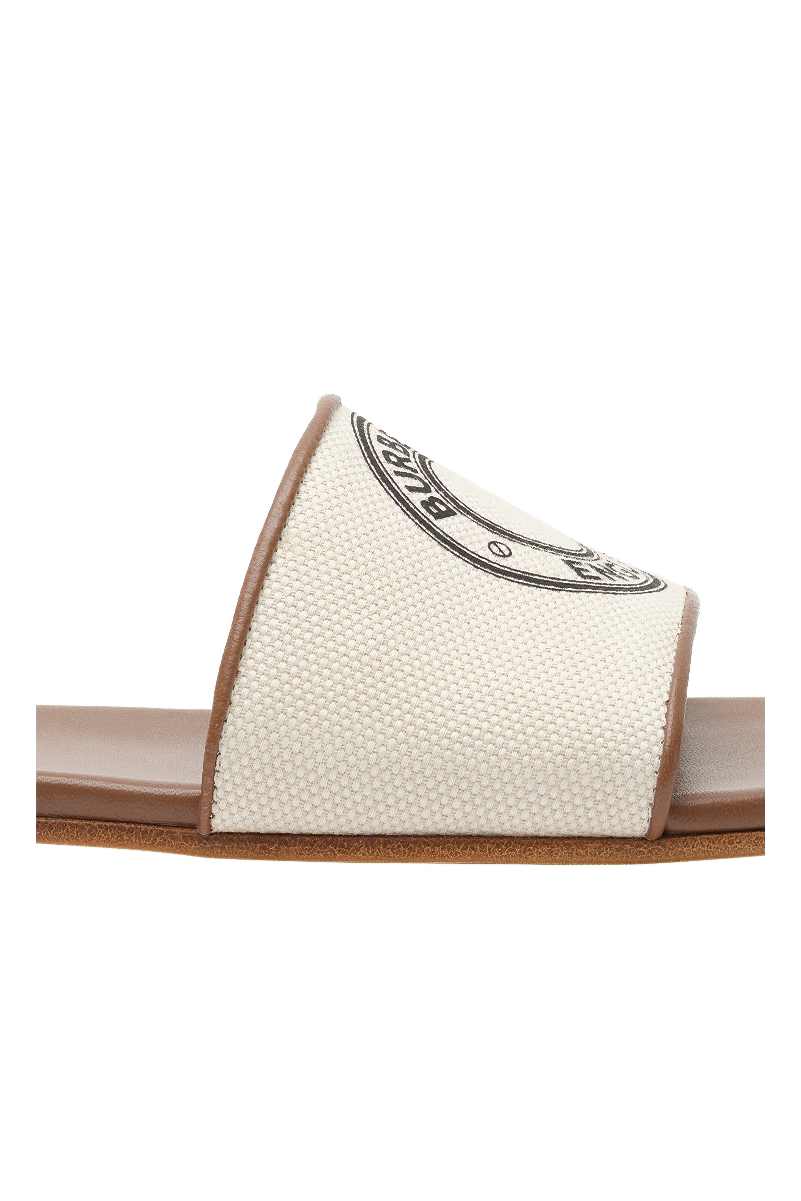 Burberry Logo Graphic Cotton Slides, Alternate, color, Natural Beige