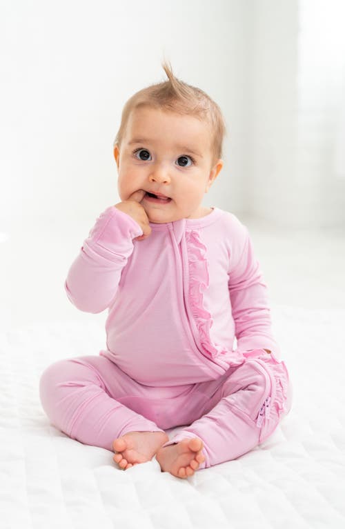 Laree + Co Lillian Pink Ruffle Convertible Footie In Pink